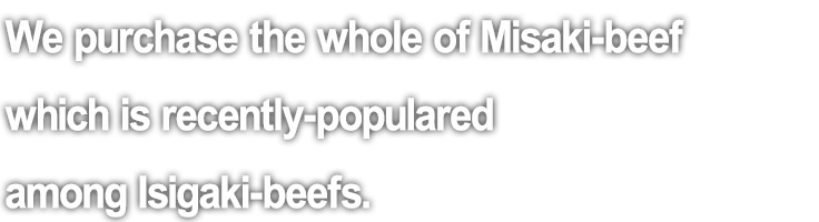 We purchase the whole of Misaki-beef which is recently-populared among Isigaki-beefs.